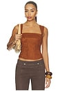 view 1 of 4 Ceronne Suede Top in Chestnut