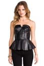 view 1 of 4 Leather Strapless Peplum Top in Black