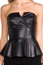 view 4 of 4 Leather Strapless Peplum Top in Black