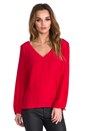 view 1 of 4 Trixie V Neck Cut Out Blouse in Cardinal