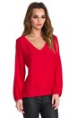 view 2 of 4 Trixie V Neck Cut Out Blouse in Cardinal