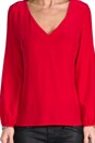 view 4 of 4 Trixie V Neck Cut Out Blouse in Cardinal