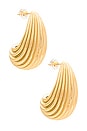 view 1 of 3 Ribbed Hoop Earring in Gold