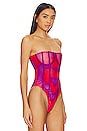 view 3 of 5 Airbrush Heart Print Bodysuit in Violet & Red