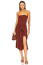 view 1 of 3 the Strapless D K Tie Front Midi Dress in Umber