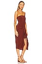 view 2 of 3 the Strapless D K Tie Front Midi Dress in Umber