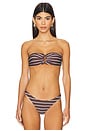 view 1 of 4 Tortoise Bandeau Bikini Top in Espresso & Off-White Odd Stripes