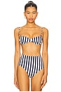 view 1 of 4 Balconette Bikini Top in Marine Vertical Stripe