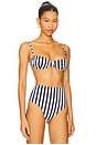 view 2 of 4 Balconette Bikini Top in Marine Vertical Stripe