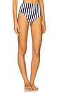 view 2 of 4 High Waist Bikini Bottom in Marine Vertical Stripe