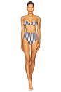 view 4 of 4 High Waist Bikini Bottom in Marine Vertical Stripe