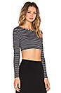 view 2 of 3 Christy Crop Top in Black & Ivory Stripe
