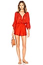 view 1 of 3 Babe Alert Romper in Rebel Red