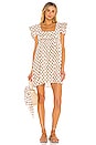 view 1 of 3 Cassi Ruffle Babydoll Dress in White & Peach Floral