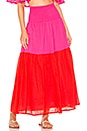 view 1 of 5 Mai Colorblock Maxi Skirt in Fuchsia & Fire Red
