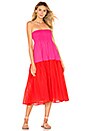 view 4 of 5 Mai Colorblock Maxi Skirt in Fuchsia & Fire Red