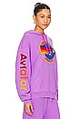 view 2 of 6 Relaxed Pullover Hoodie in Neon Purple