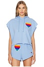 view 1 of 4 Rainbow Heart Stitch Sleeveless Cropped Hoodie in Ice