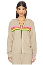 view 2 of 6 5 Stripe Zip Hoodie in Sand & Pink Green