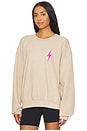 view 2 of 4 Bolt 2 Relaxed Crewneck Sweatshirt in Sand & Neon Pink