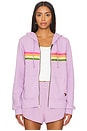 view 1 of 4 5 Stripe Zip Up Hoodie in Mauve/pink Green