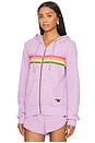 view 2 of 4 5 Stripe Zip Up Hoodie in Mauve/pink Green