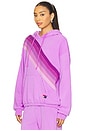 view 3 of 6 Cross Stripe Relaxed Pullover Hoodie in Neon Purple & Purple
