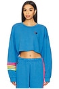 view 1 of 5 Rugby Stitch Relaxed Cropped Crew Sweatshirt in Cobalt & Neon
