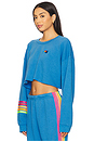view 3 of 5 Rugby Stitch Relaxed Cropped Crew Sweatshirt in Cobalt & Neon