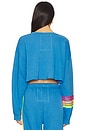 view 4 of 5 Rugby Stitch Relaxed Cropped Crew Sweatshirt in Cobalt & Neon