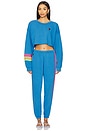 view 5 of 5 Rugby Stitch Relaxed Cropped Crew Sweatshirt in Cobalt & Neon