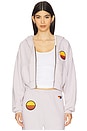 view 1 of 5 Sunset Patch Cropped Zip Relaxed Hoodie in Dove Grey