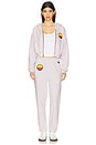view 4 of 5 Sunset Patch Cropped Zip Relaxed Hoodie in Dove Grey