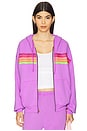 view 1 of 5 5 Stripe Relaxed Zip Hoodie in Neon Purple & Neon