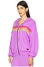 view 2 of 5 5 Stripe Relaxed Zip Hoodie in Neon Purple & Neon