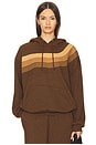 view 1 of 5 Wave Stripe 4 Relaxed Pullover Hoodie in Chocolate & Espresso