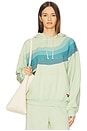 view 1 of 5 Wave Stripe 4 Relaxed Pullover Hoodie in Lime Cream & Seafoam