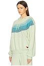 view 2 of 5 Wave Stripe 4 Relaxed Pullover Hoodie in Lime Cream & Seafoam