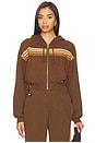 view 1 of 4 5 Stripe Cropped Zip Hoodie in Chocolate & Espresso