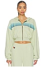 view 1 of 4 5 Stripe Cropped Zip Hoodie in Lime Cream & Seafoam