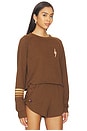 view 2 of 5 Bolt Rugby Stitch Cropped Crew Sweatshirt in Chocolate & Espresso