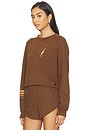 view 3 of 5 Bolt Rugby Stitch Cropped Crew Sweatshirt in Chocolate & Espresso
