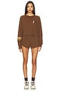 view 5 of 5 Bolt Rugby Stitch Cropped Crew Sweatshirt in Chocolate & Espresso