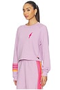 view 2 of 5 Bolt Rugby Stitch Cropped Crew Sweatshirt in Mauve & Magenta Orange