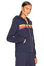 view 2 of 4 5 Stripe Zip Hoodie in Navy & Neon Rainbow