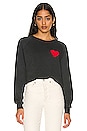 view 1 of 4 Heart Embroidery Crew Sweatshirt in Charcoal
