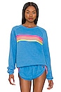 view 1 of 4 5 Stripe Crewneck Sweatshirt in Ocean, Neon Pink, & Yellow