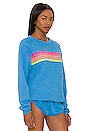 view 2 of 4 5 Stripe Crewneck Sweatshirt in Ocean, Neon Pink, & Yellow