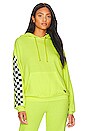 view 1 of 5 Check Sleeve Hoodie in Neon Yellow