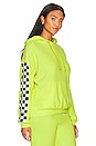 view 2 of 5 Check Sleeve Hoodie in Neon Yellow